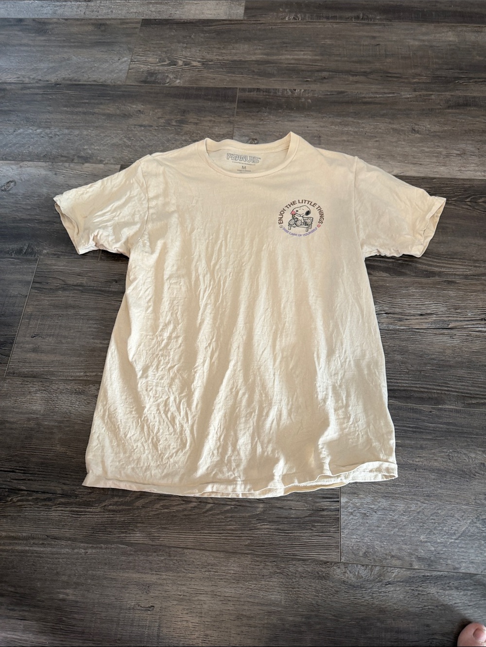 Peanuts Men's Cream Short-Sleeve Graphic Tee